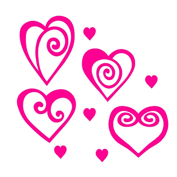 Różowe Ręce Narysowane Serca Elementy Projektowe Walentynki Ślub Urodziny Dzień — Wektor stockowy