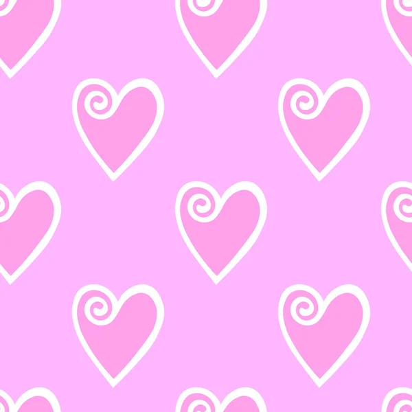 无缝隙图案 白色华丽的心形 粉红背景 情人节 母亲节的设计 明信片 面料的爱情矢量图片 — 图库矢量图片