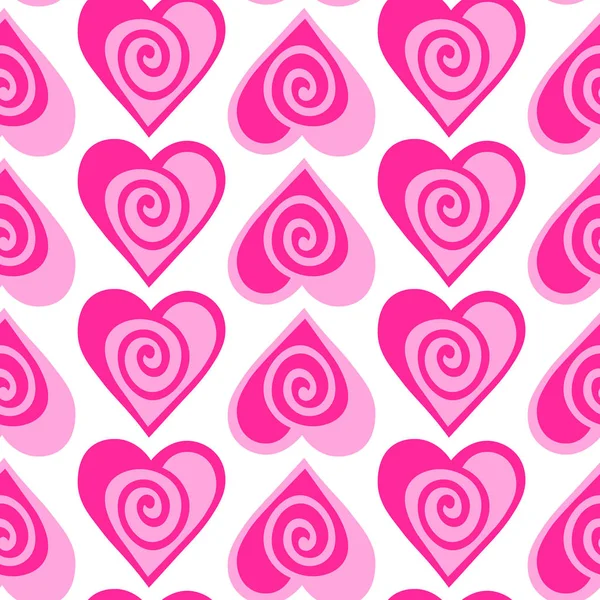 Seamless Pattern Pink Ornate Hearts Design Valentine Day Wedding Birthday — 스톡 벡터