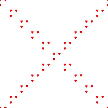 Beyaz arka planda kırmızı süslemeli, pürüzsüz desen. Sevgililer Günü için tasarım, düğün, doğum günü, anneler günü. Posterler, kartpostallar, kartpostallar, kumaşlar için sevgi vektör stoku çizimi.  