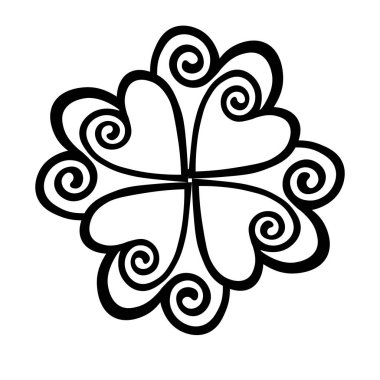 Kalpli dekoratif bir unsur. Sevgililer Günü için şablon tasarımı, düğün, doğum günü, Anneler Günü. Kumaş, poster, kart ve kartpostallar için izole edilmiş vektör. Doodle simgesi, geleneksel dövme çizimi.