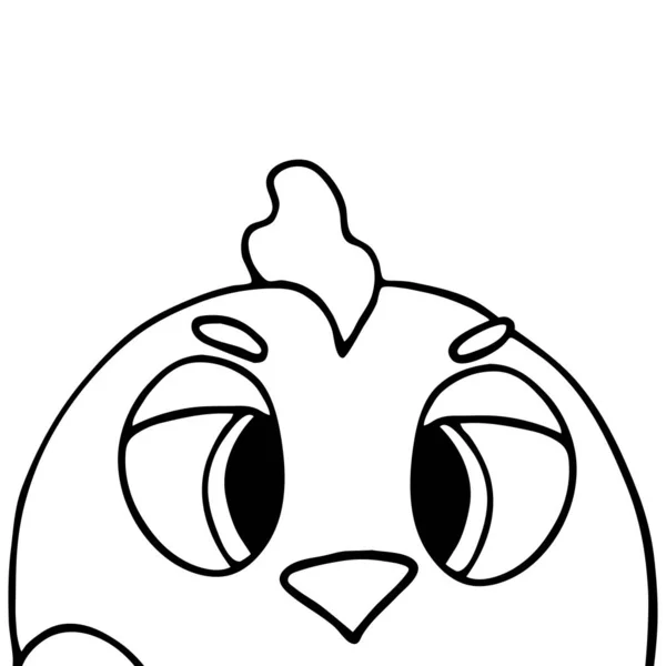 Easter Chicken Isolated White Background Line Drawing Funny Chick Cute — 스톡 벡터