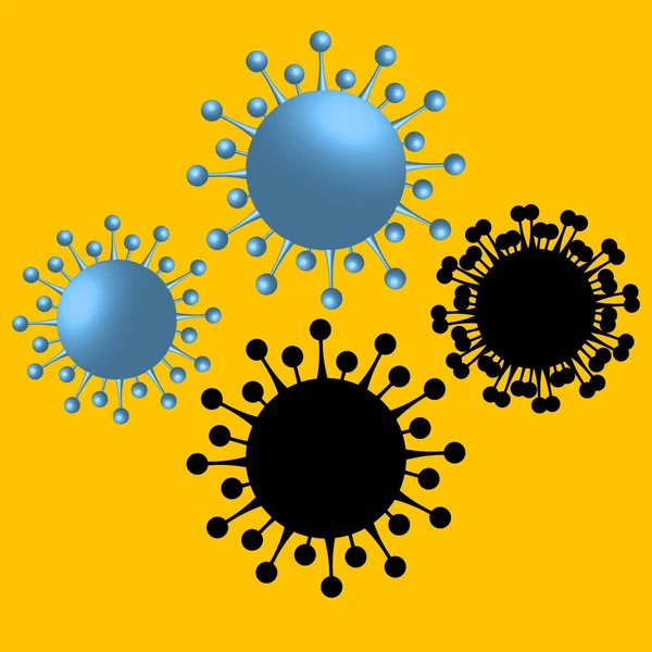 Vector Común Virus Humano Bacterias Cierran Sobre Fondo Amarillo Propagan — Archivo Imágenes Vectoriales