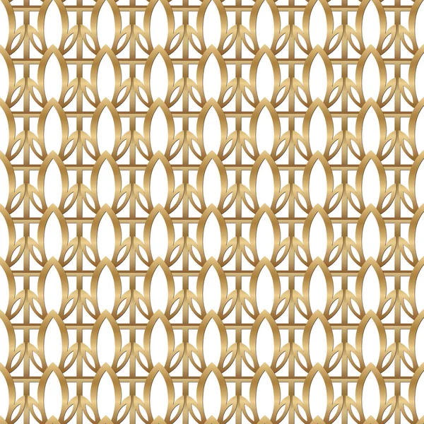 Abstract Golden Squared Illustration Geometric Seamless Pattern Floral Ornament Template — Stok Vektör