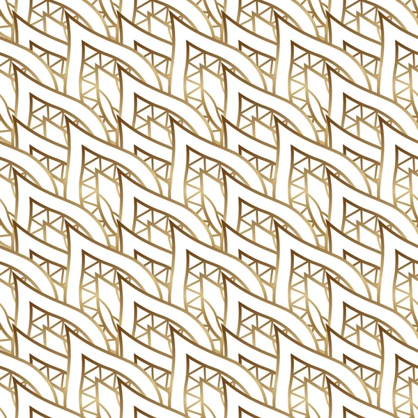 Abstract Golden Ornate Illustration Geometric Seamless Pattern Floral Ornament Art — 스톡 벡터