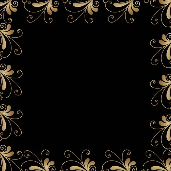 摘要带花饰的金相框 模板艺术装饰设计为网页 现代时尚奢华的黑色背景 复制空间 — 图库矢量图片