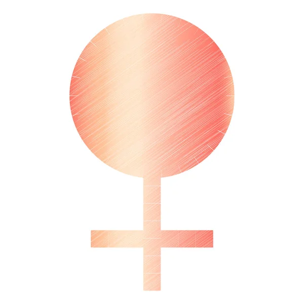 Signo Género Femenino Mujeres Símbolo Geométrico Grunge Rosa Femenino Aislado — Archivo Imágenes Vectoriales