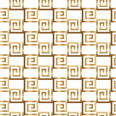Abstract golden illustration. Geometric squared seamless pattern with ornament. Template art deco design for web page, textures, card, poster. Modern stylish luxury white and gold background.