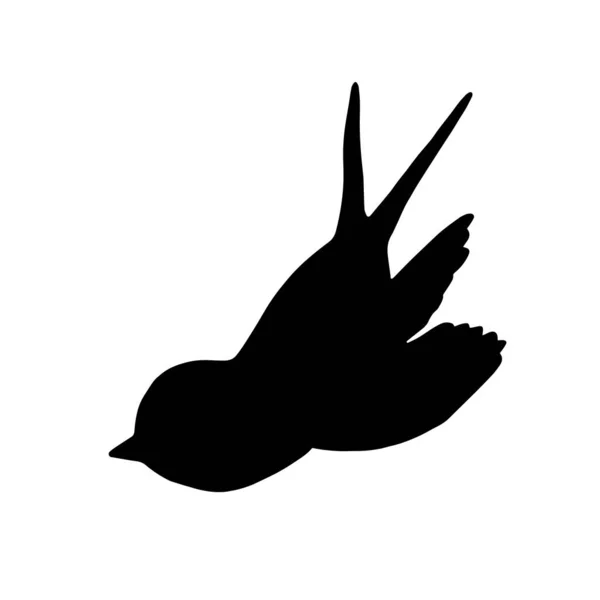 Dessin Animé Avaler Silhouette Oiseau Mignon Vol Icône Illustration Vectorielle — Image vectorielle