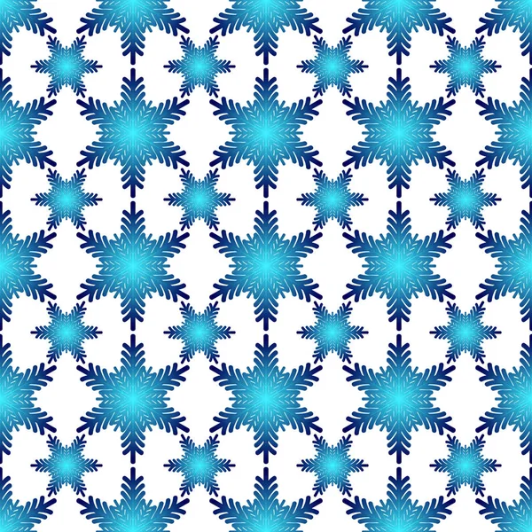 Winternahtloses Muster Mit Bunten Schneeflocken Auf Weißem Hintergrund Weihnachtsvektorillustration Für — Stockvektor