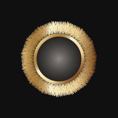 Siyah arka planda dekoratif altın yuvarlak çerçeve. Etnik tarzda lüks mandala. Doğulu dairesel vintage illüstrasyon.