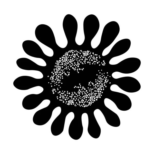 Symbol Für Sonnenzeichen Schwarz Und Vektor Illustration Isoliert Auf Weißem — Stockvektor