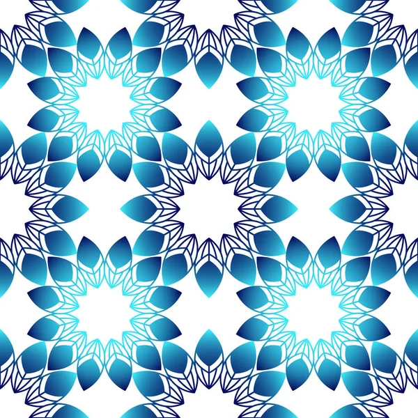 Winternahtloses Muster Mit Blauen Schneeflocken Auf Weißem Hintergrund Bunte Vektorillustration — Stockvektor