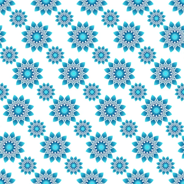 Зимний Бесшовный Узор Голубыми Градиентными Снежинками Белом Фоне Цветная Векторная — стоковый вектор