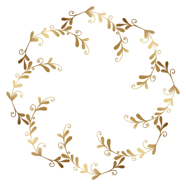 Bloemen Frame Met Gouden Takken Witte Achtergrond Ornament Met Gradiënt — Stockvector