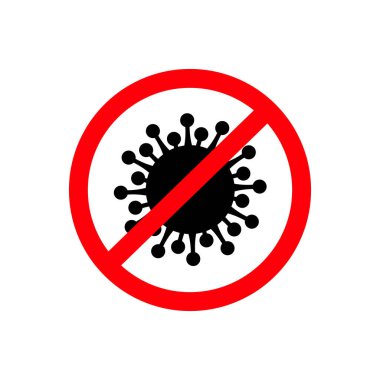 COVID-19 'u durdurun. Koronavirüsü önle. Beyaz arkaplandaki şablon vektör simgesi. Virüs enfeksiyonu. Düz Çizim.
