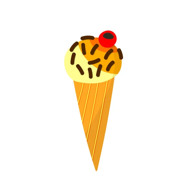 Helado Colorido Postre Amarillo Congelado Cono Con Helado Chocolate Vainilla — Vector de stock