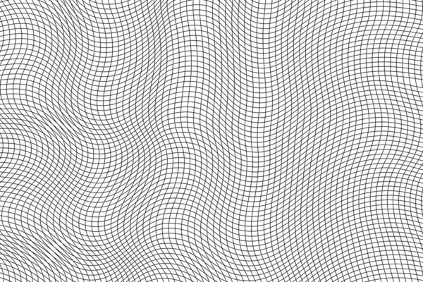 Abstraktní Černobílé Vlnité Pozadí Mřížky Geometrický Čtvercový Vzorec Vektorová Síťovina — Stockový vektor