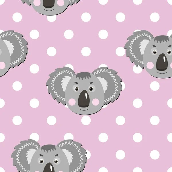 Vector Flat Animals Colorful Illustration Kids Seamless Pattern Cute Koala — Stock Vector