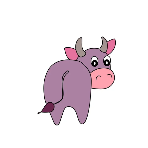 Colorful Bull Kids Vector Animal Illustration Template Adorable Character Your — Stock Vector