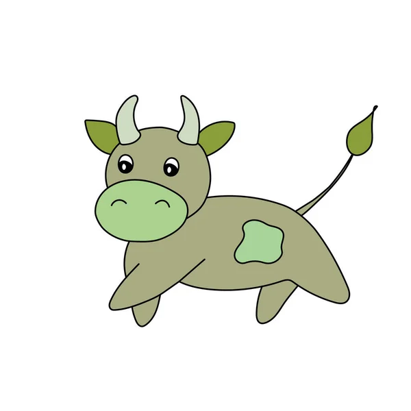 Toro Colorido Para Niños Ilustración Animal Vectorial Personaje Adorable Plantilla — Vector de stock