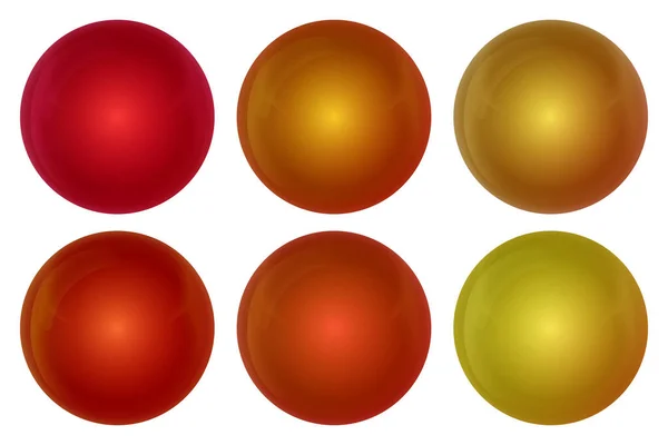 Set Bolas Cristal Dorado Perla Preciosa Bola Realista Brillante Ilustración — Vector de stock