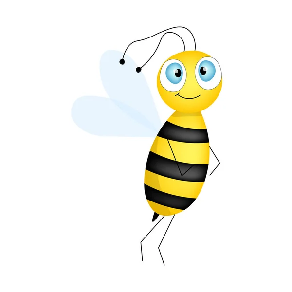 Κινούμενο Χαριτωμένο Μασκότ Μέλισσα Μια Έκπληκτη Μέλισσα Πετάει Μικρή Σφήκα — Διανυσματικό Αρχείο