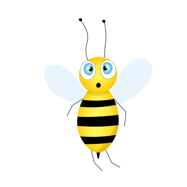 Κινούμενο Χαριτωμένο Μασκότ Μέλισσα Μια Έκπληκτη Μέλισσα Πετάει Μικρή Σφήκα — Διανυσματικό Αρχείο