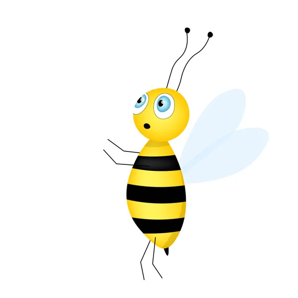 Мультфільм Милий Талісман Бджіл Здивовані Бджолині Мухи Маленька Осика Векторний — стоковий вектор