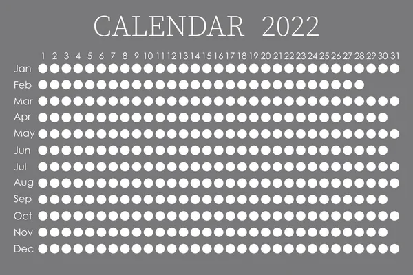 Planificador Calendario 2022 Semana Diseño Corporativo Aislado Sobre Fondo Gris — Vector de stock