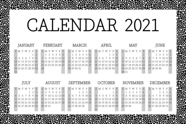 Calendario 2021 Planificador Con Frontera Semana Orporada Plantilla Diseño Meses — Vector de stock