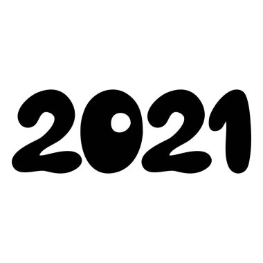 2021 el yazısıyla yazılmış siyah harfler beyaz arka planda izole edilmiş. Tasarım için harika yeni yıl parti posterleri, tatil kartları, web sitesi başlığı. Vektör çizimi. Şablon dekoratif numaraları.