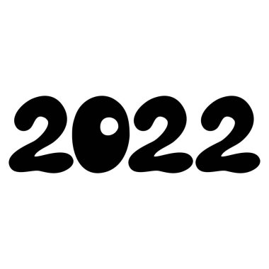 2022 el yazısı siyah harfler beyaz arka planda izole edilmiş. Tasarım için harika yeni yıl parti posterleri, tatil kartları, web sitesi başlığı. Vektör çizimi. Şablon dekoratif numaraları.