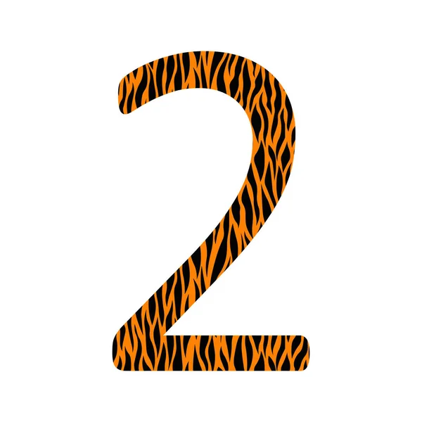 Dekoracyjny Czarny Oranje Numer Ozdobą Zwierząt Tygrysia Skóra Wygięte Linie — Wektor stockowy