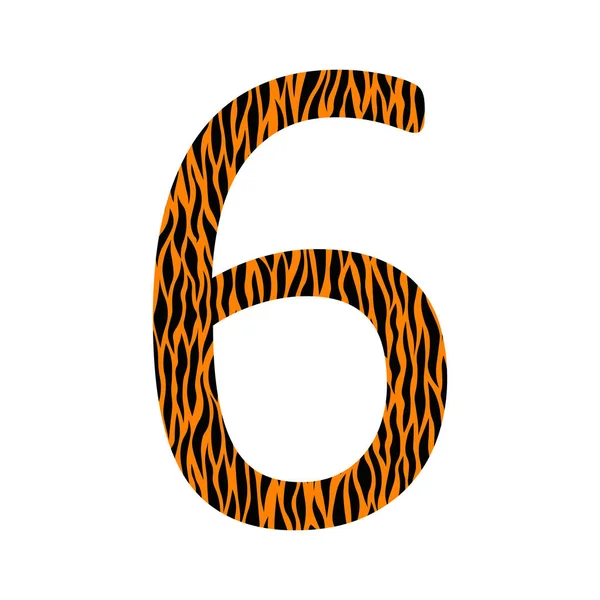 Decorativo Nero Oranje Numero Con Ornamento Animale Pelle Tigre Effetto — Vettoriale Stock