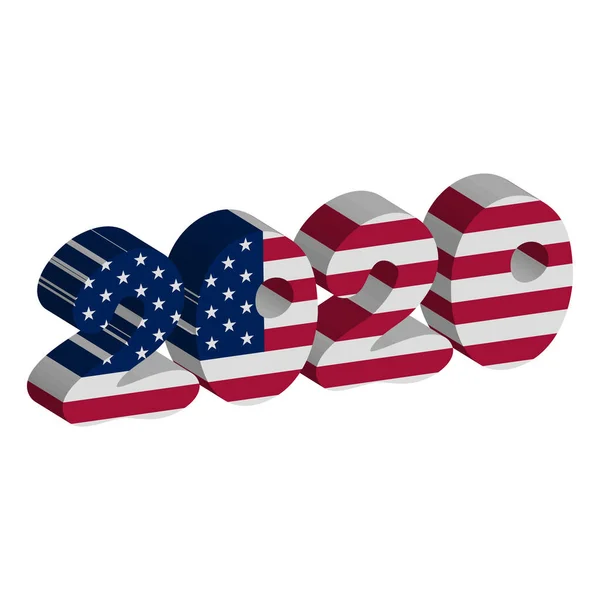 Texto 2020 Com Bandeira Americana Dentro Texto Ilustração Vetorial Fundo — Vetor de Stock