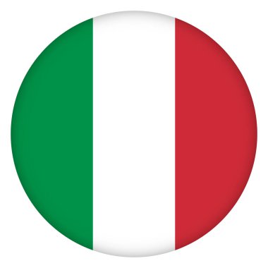 İtalya bayrağı yuvarlak simge, rozet ya da düğme. İtalyan ulusal sembolü. Şablon tasarımı, vektör illüstrasyonu. 