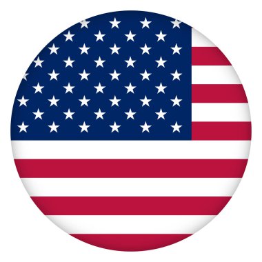 ABD bayrağı yuvarlak simge, rozet ya da düğme. Amerikan ulusal sembolü. Şablon tasarımı, vektör illüstrasyonu. 