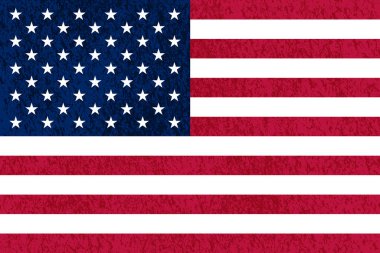 ABD bayrağı kare simge, rozet ya da düğme. Grunge 'un geçmişi. Amerikan ulusal sembolü. Şablon tasarımı, vektör illüstrasyonu. 