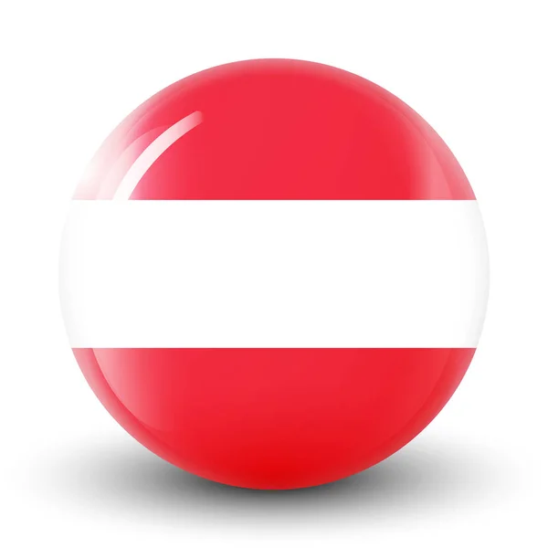 Avusturya Bayraklı Cam Top Yuvarlak Küre Şablon Simgesi Avusturya Ulusal — Stok Vektör