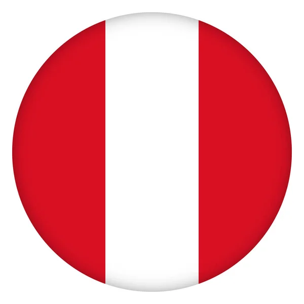Bandera Perú Icono Redondo Insignia Botón Símbolo Nacional Peruano Diseño — Vector de stock