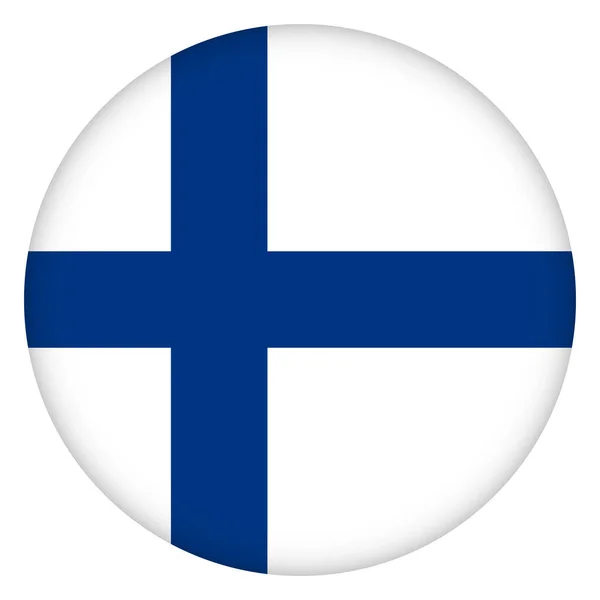 Bandera Finlandia Icono Redondo Insignia Botón Símbolo Nacional Finlandés Diseño — Vector de stock