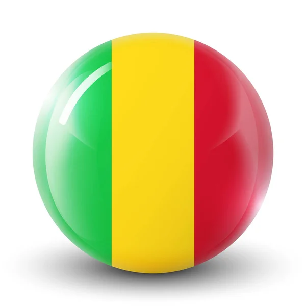 Γυάλινη Μπάλα Φωτός Σημαία Του Μάλι Στρογγυλή Σφαίρα Εικονίδιο Προτύπου — Διανυσματικό Αρχείο