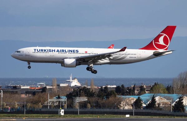Turkish Airlines Airbus A330-200 TC-JIR passenger plane landing at Istanbul Ataturk Airport