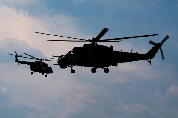 Czech Air Force Mil Mi-24V Hind 7360 attack helicopter display at SIAF Slovak International Air Fest 2019 — Stock Photo, Image