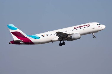 Eurowings Airbus A320 D-ABNL passenger plane departure and take off at Budapest Airport