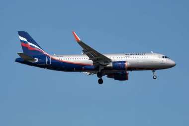 Istanbul / Turkey - March 28, 2019: Aeroflot Airbus A320 VP-BFE passenger plane arrival and landing at Istanbul Ataturk Airport