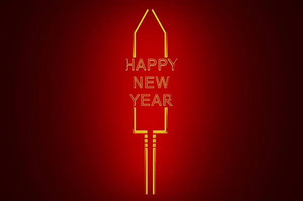 Gestileerde New Year's Eve raket op gekleurde achtergrond Stockfoto