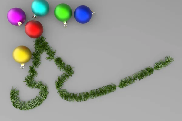 Groene kerstboom met kleurrijke ballen — Stockfoto