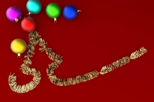 Pom de Crăciun auriu cu bile colorate — Fotografie, imagine de stoc
